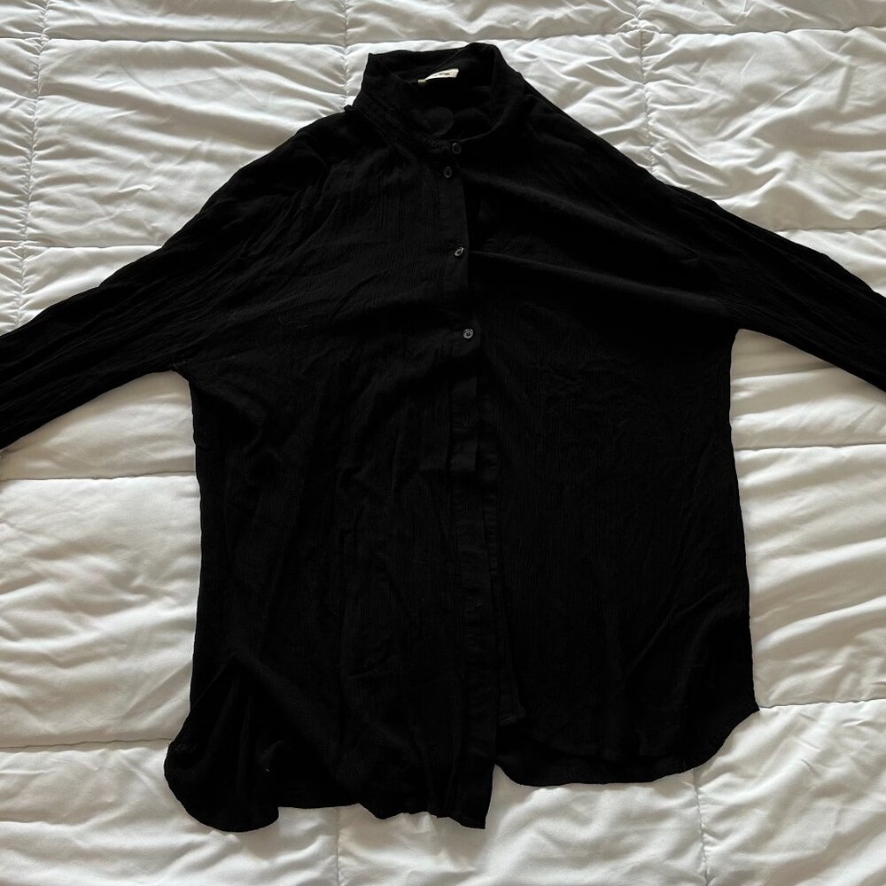 BLACK AMERICAN VINTAGE SHIRT 100% VISCOSE M/L